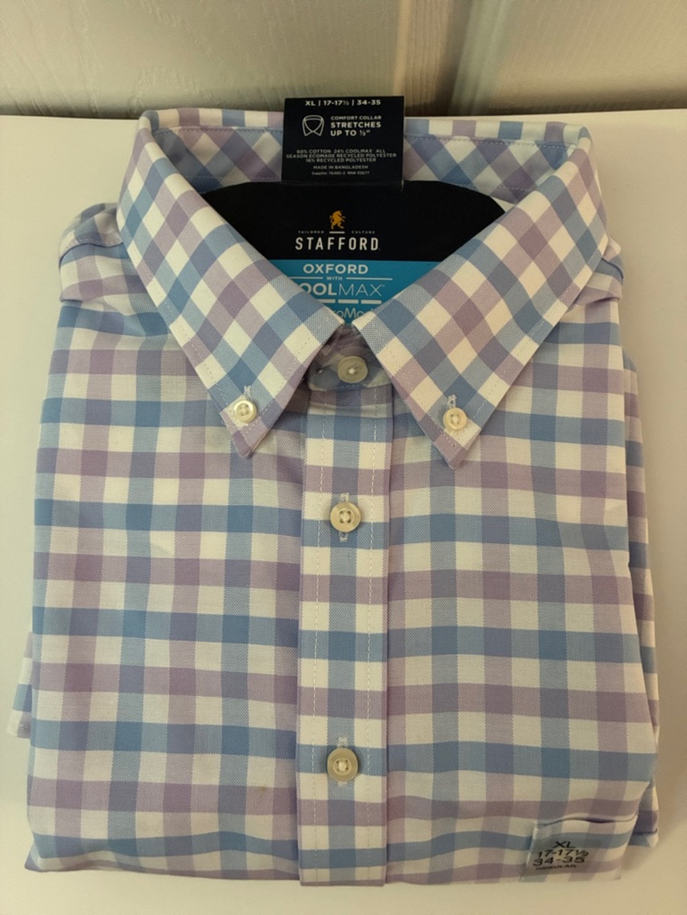 Stafford Blue & Lavender Check Button-Down Shirt